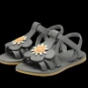 Iles Fields Sandals | Forget Me Not | Petrol Leather