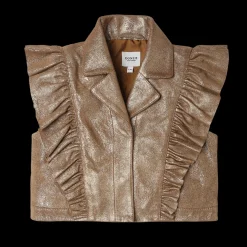 Piep Leather Gilet | Rose Brown Metallic