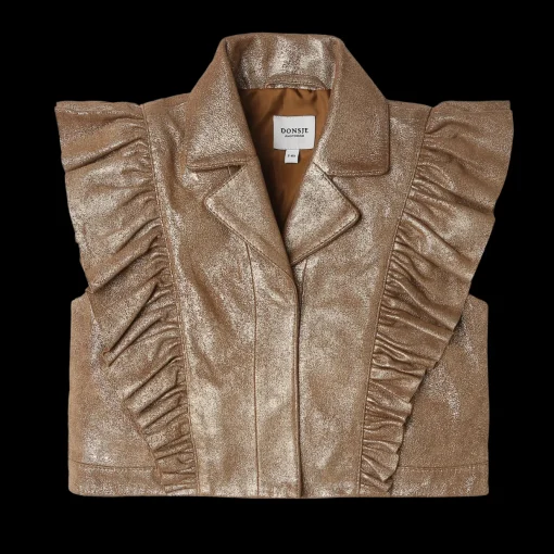 Piep Leather Gilet | Rose Brown Metallic