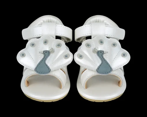 Vazi Sandals | Peacock | Off White Metallic Leather